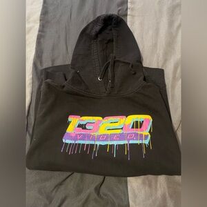 Black Hoodie with Vibrant Graphic by 1320 Video